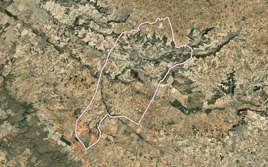 Vista satélite de Huerta de Valdecarábanos con su contorno administrativo