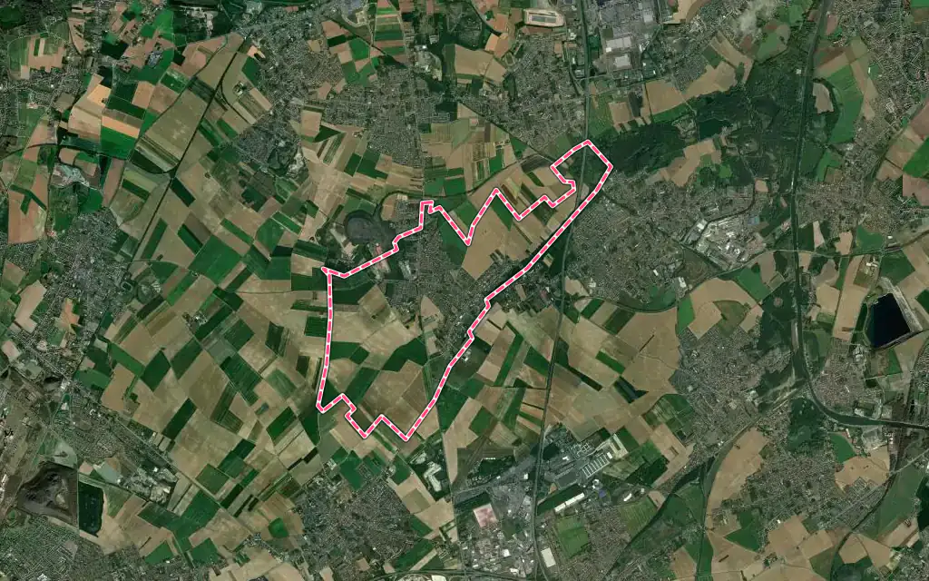 Vue satellite de Hulluch avec ses contours administratifs