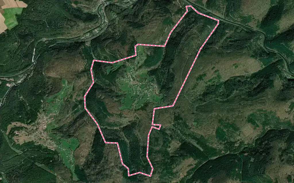 Vue satellite de Hultehouse avec ses contours administratifs