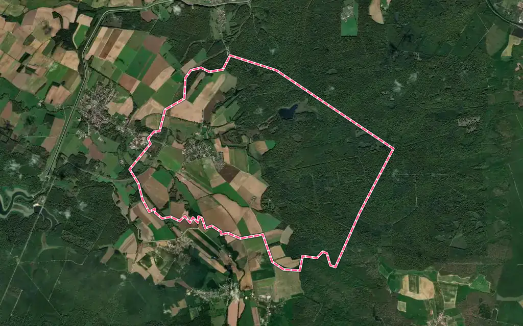 Vue satellite de Humbécourt avec ses contours administratifs