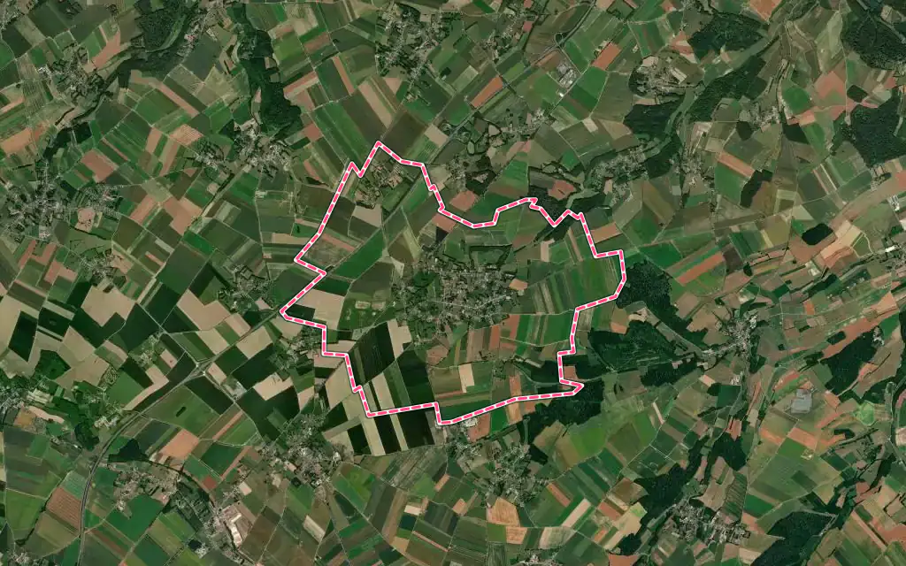 Vue satellite de Huppy avec ses contours administratifs