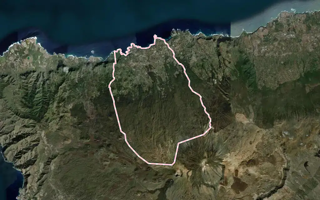 Vista satélite de Icod de los Vinos con su contorno administrativo