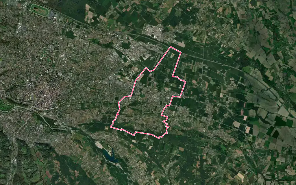 Vue satellite de Idron avec ses contours administratifs
