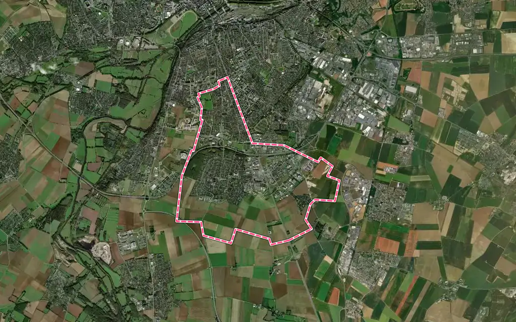 Vue satellite de Ifs avec ses contours administratifs