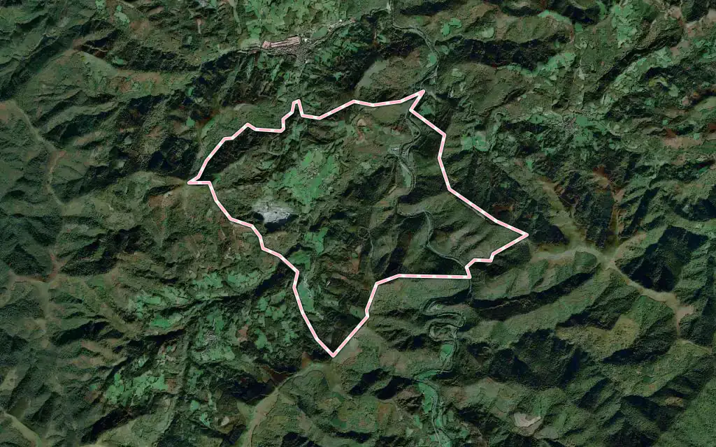 Vista satélite de Igantzi con su contorno administrativo