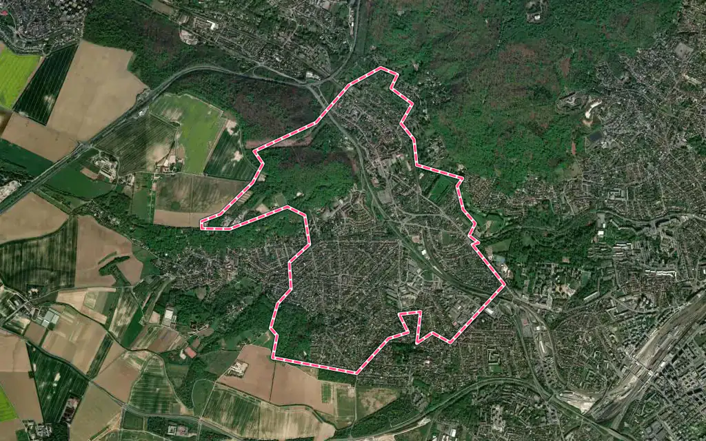 Vue satellite de Igny avec ses contours administratifs
