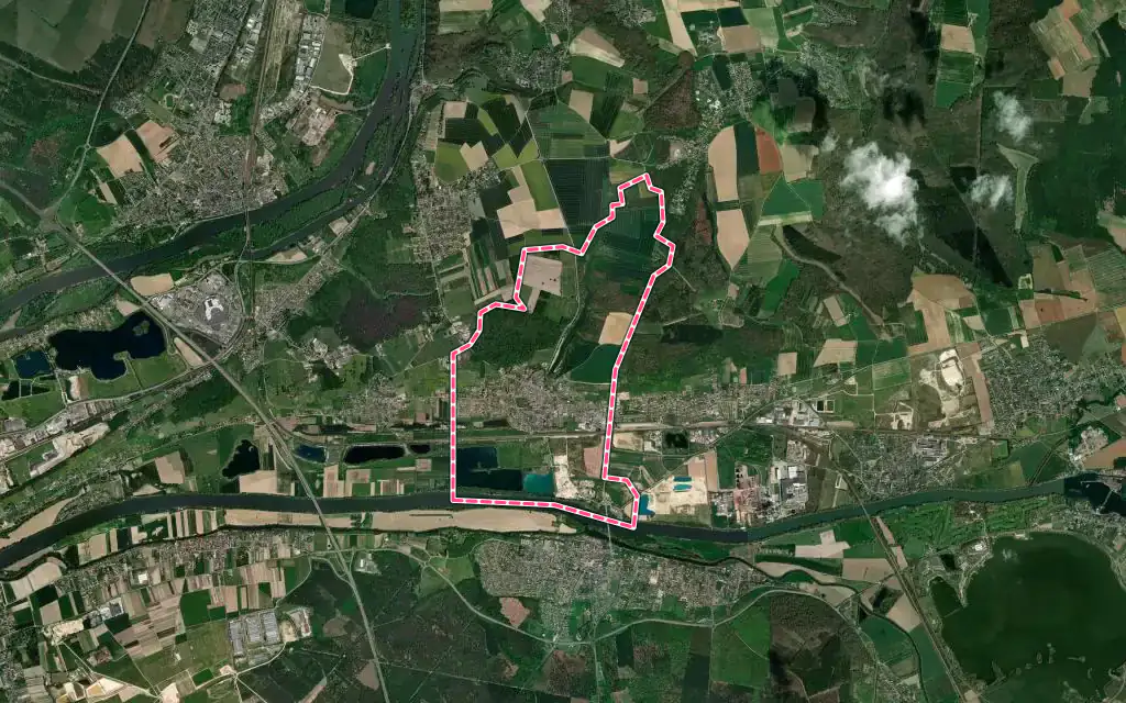Vue satellite de Igoville avec ses contours administratifs