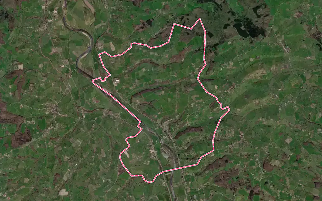 Vue satellite de Iguerande avec ses contours administratifs