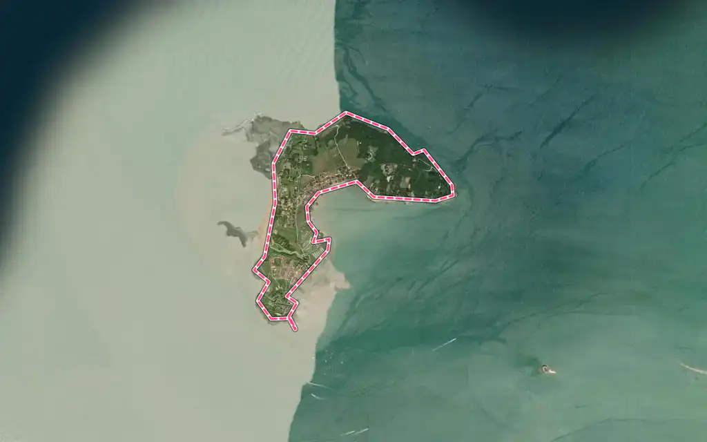Vue satellite de Île-d'Aix avec ses contours administratifs