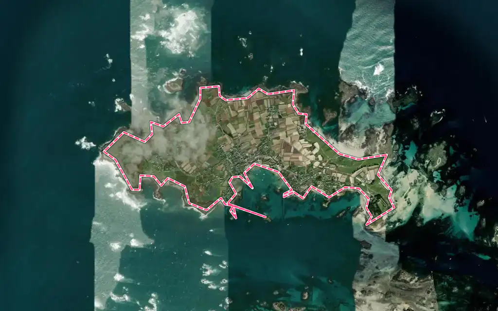 Vue satellite de Île-de-Batz avec ses contours administratifs