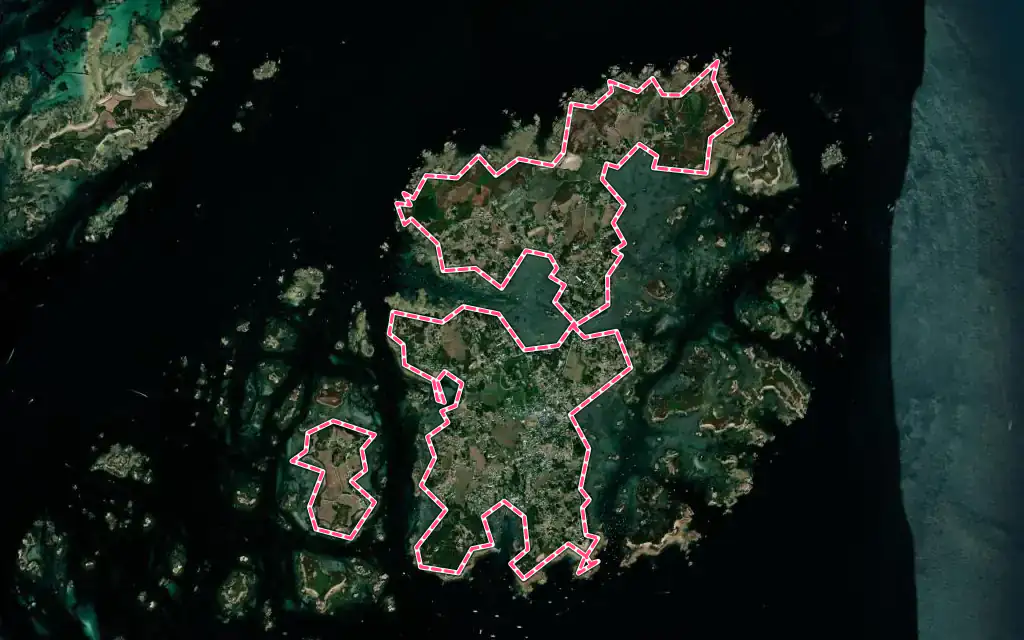 Vue satellite de Île-de-Bréhat avec ses contours administratifs