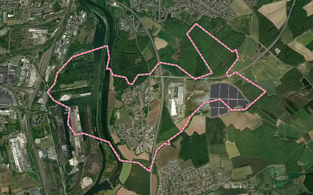Vue satellite de Illange avec ses contours administratifs