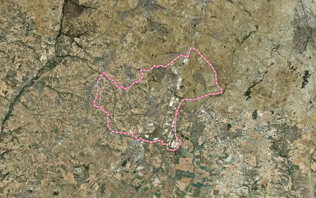 Vista satélite de Illescas con su contorno administrativo