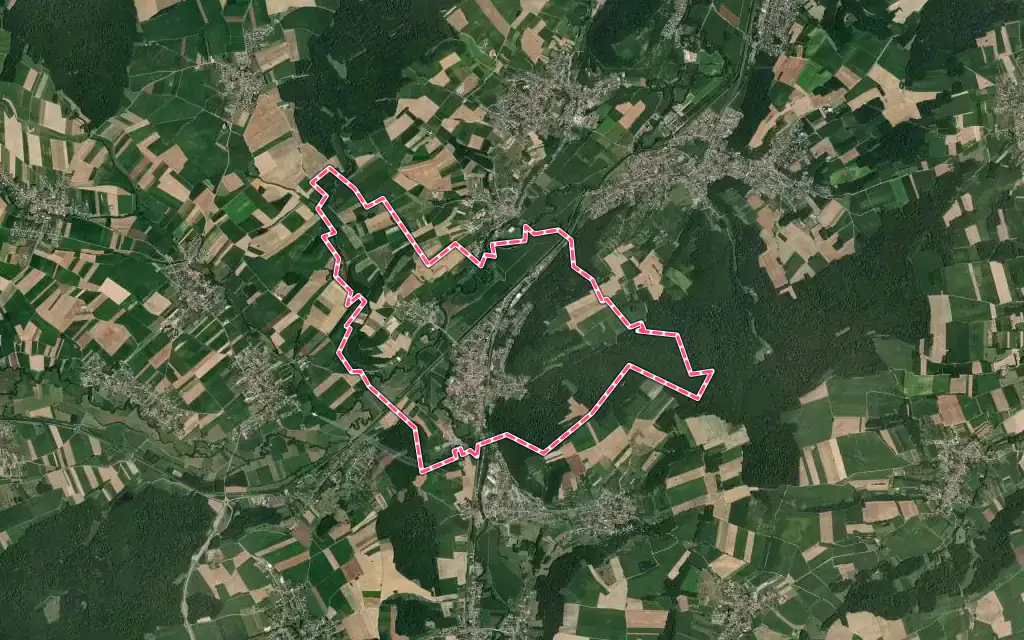 Vue satellite de Illfurth avec ses contours administratifs