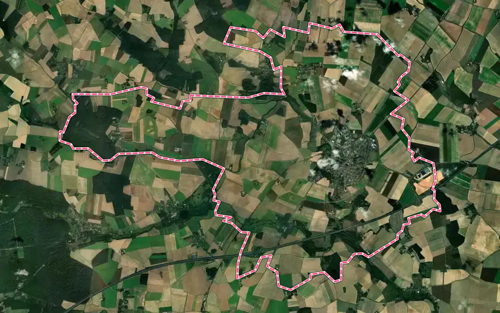 Vue satellite de Illiers-Combray avec ses contours administratifs