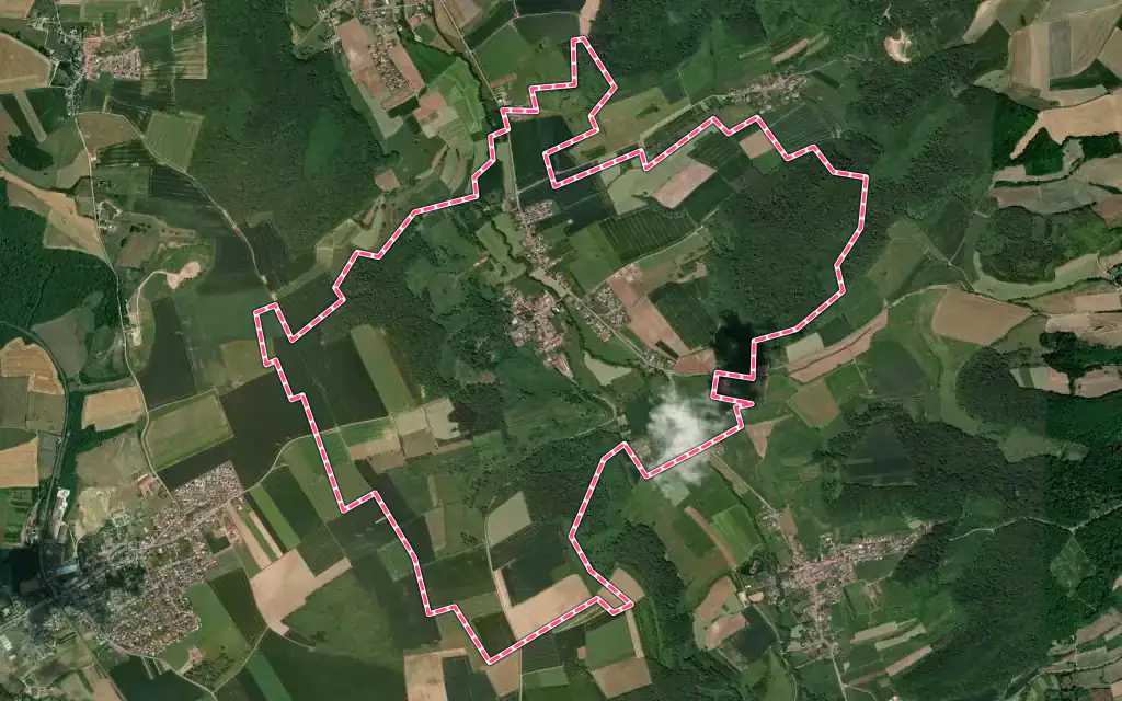 Vue satellite de Inglange avec ses contours administratifs