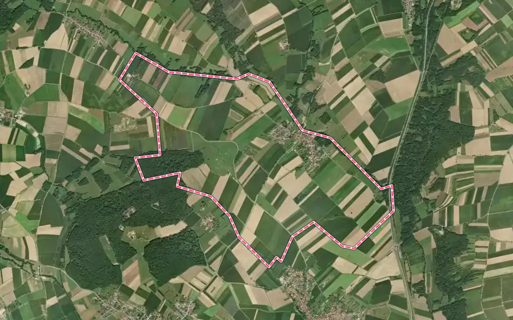 Vue satellite de Ingolsheim avec ses contours administratifs