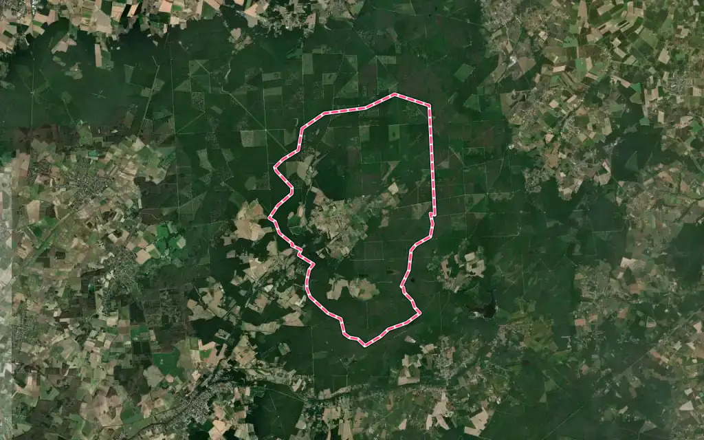 Vue satellite de Ingrannes avec ses contours administratifs