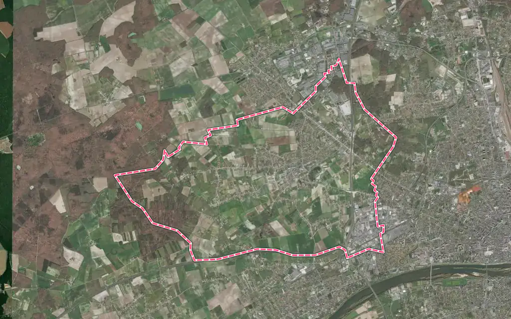 Vue satellite de Ingré avec ses contours administratifs
