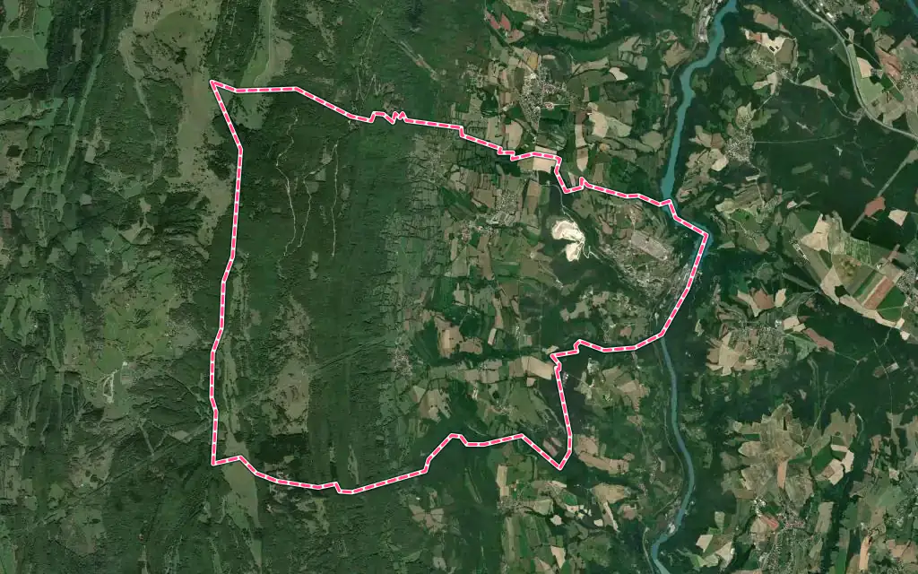 Vue satellite de Injoux-Génissiat avec ses contours administratifs