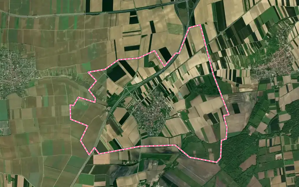 Vue satellite de Innenheim avec ses contours administratifs