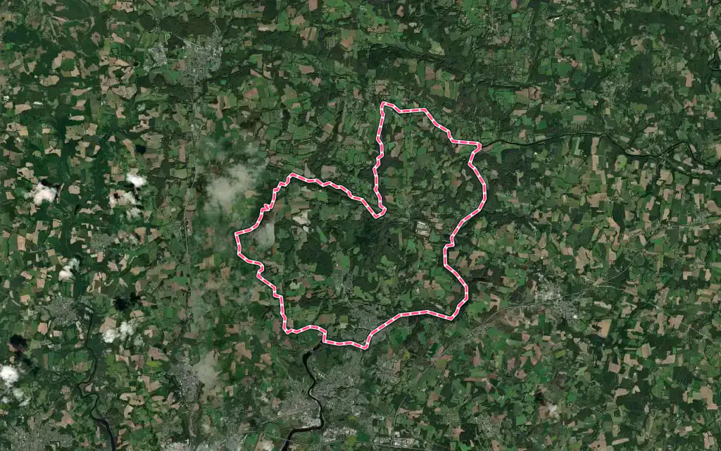 Vue satellite de Inzinzac-Lochrist avec ses contours administratifs