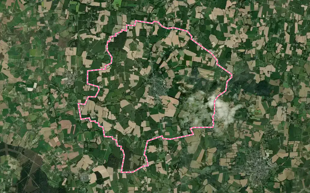 Vue satellite de Irodouër avec ses contours administratifs