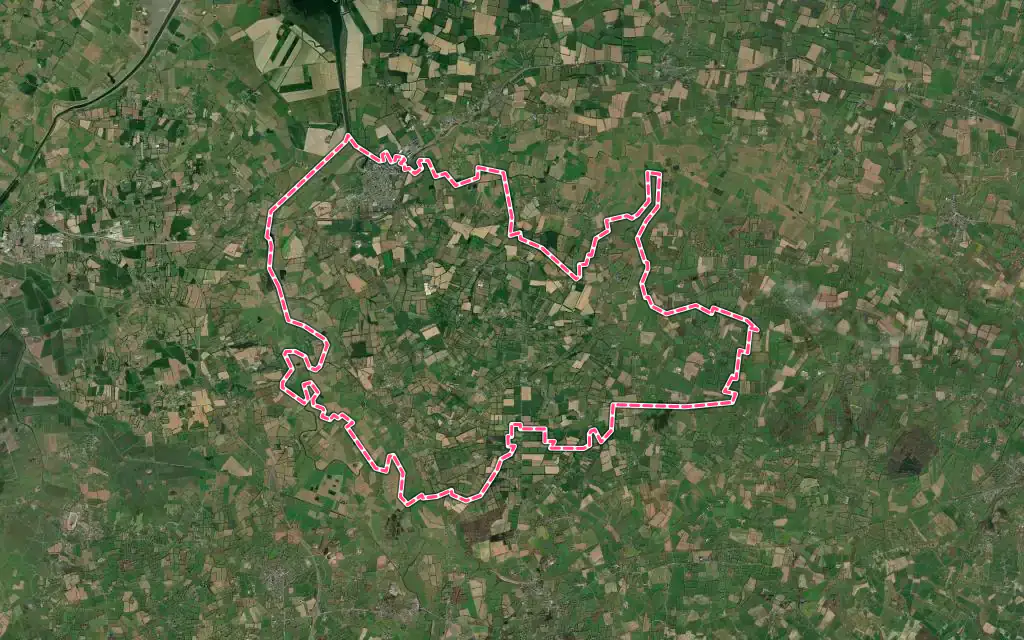 Vue satellite de Isigny-sur-Mer avec ses contours administratifs