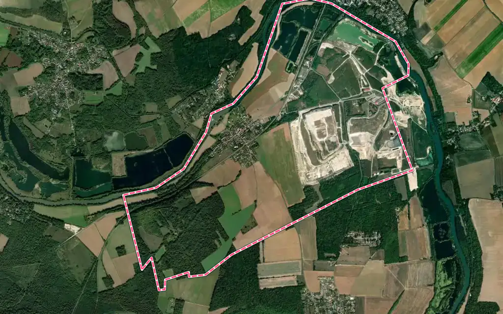 Vue satellite de Isles-les-Meldeuses avec ses contours administratifs