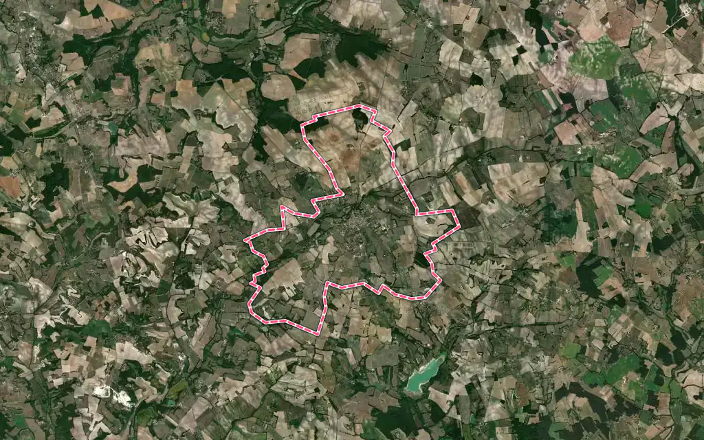 Vue satellite de Issigeac avec ses contours administratifs