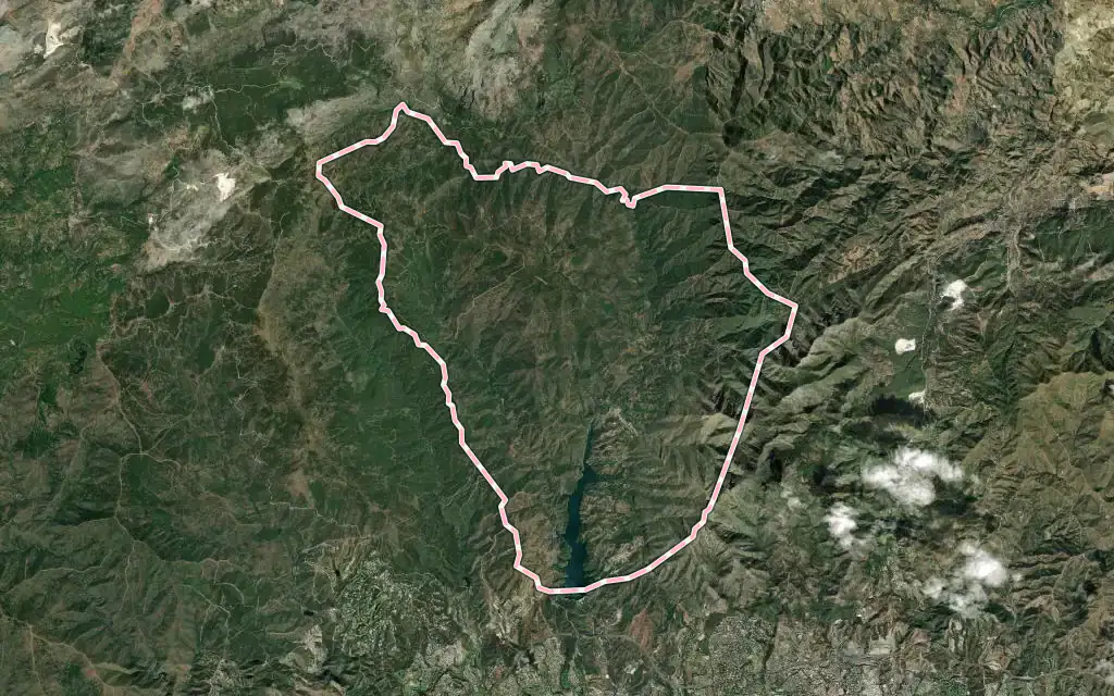 Vista satélite de Istán con su contorno administrativo