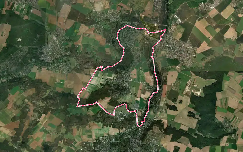 Vue satellite de Itteville avec ses contours administratifs