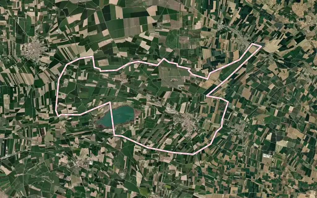 Vista satélite de Ivars d'Urgell con su contorno administrativo
