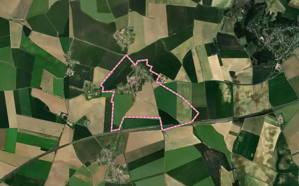 Vue satellite de Iverny avec ses contours administratifs