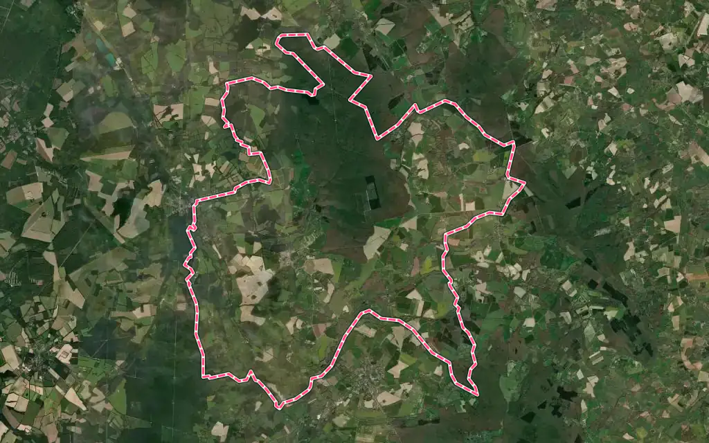 Vue satellite de Ivoy-le-Pré avec ses contours administratifs