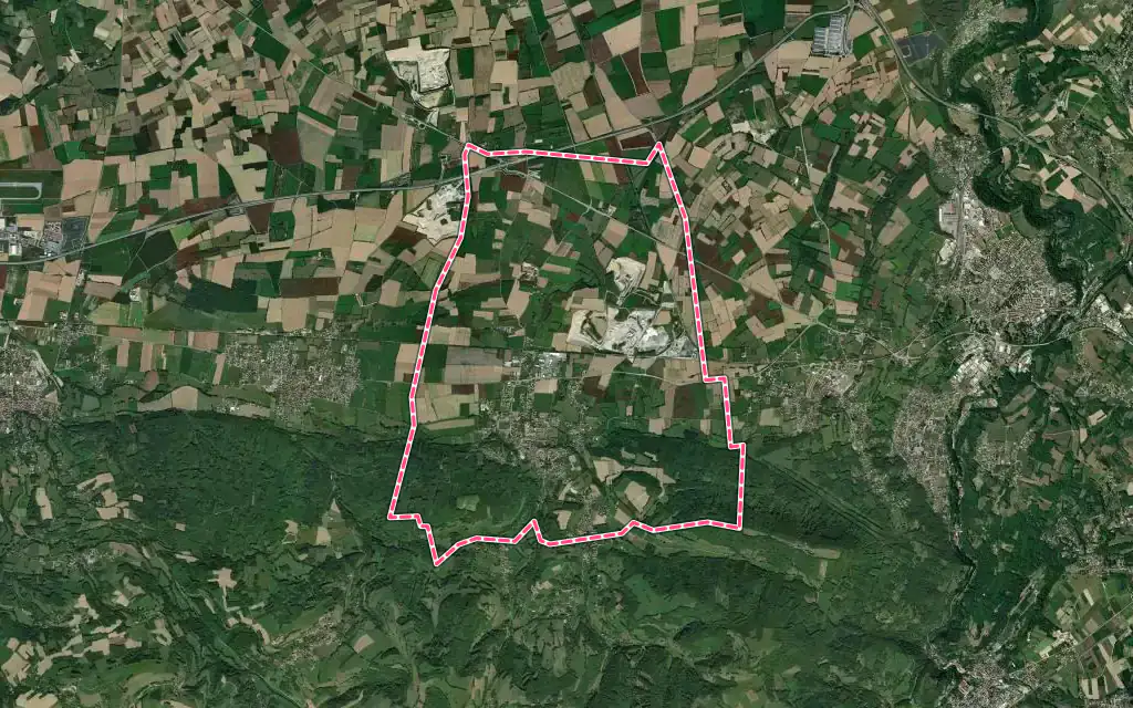 Vue satellite de Izeaux avec ses contours administratifs
