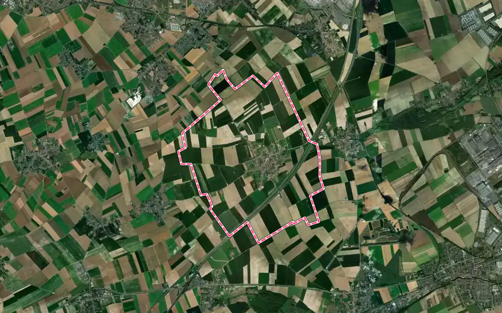 Vue satellite de Izel-lès-Équerchin avec ses contours administratifs