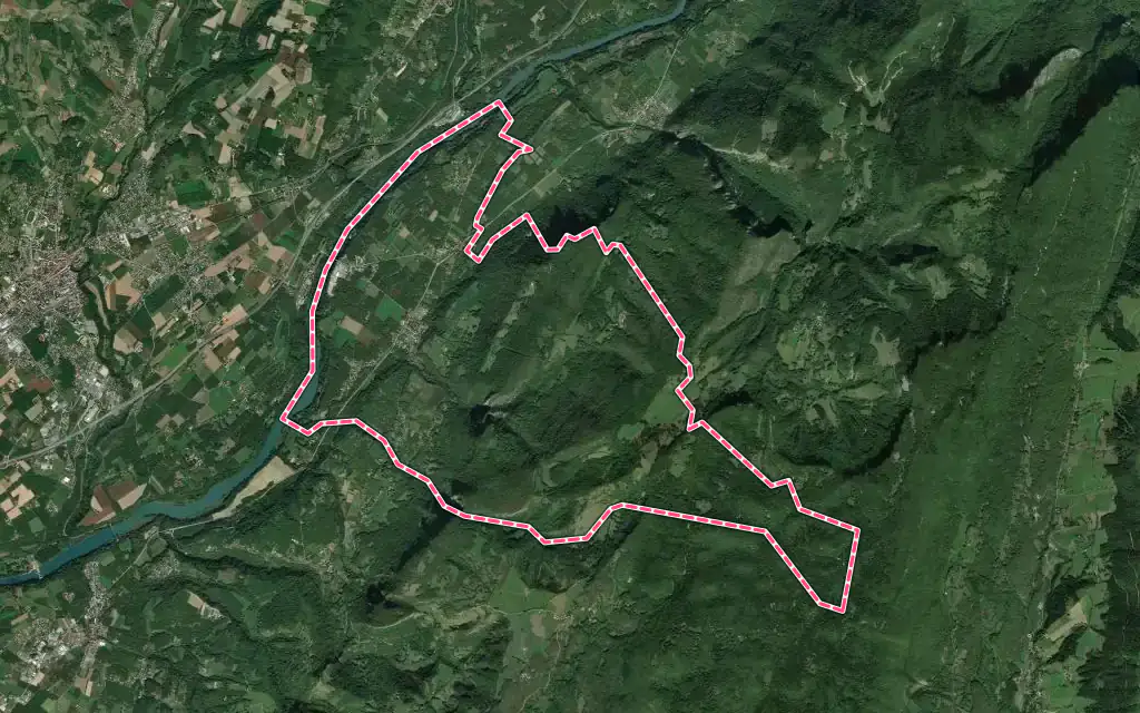 Vue satellite de Izeron avec ses contours administratifs