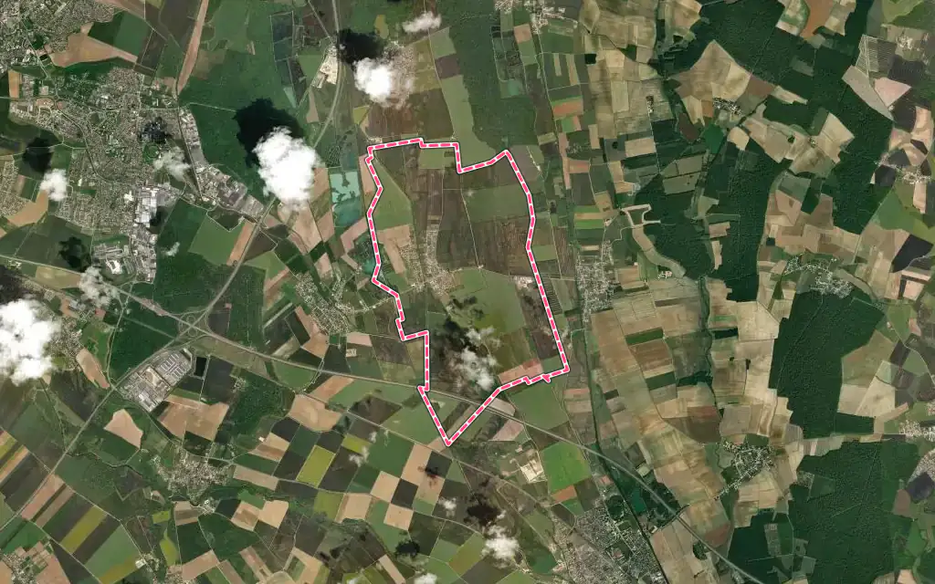 Vue satellite de Izier avec ses contours administratifs