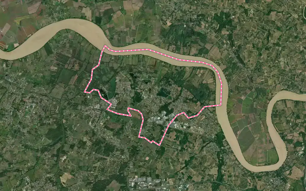Vue satellite de Izon avec ses contours administratifs