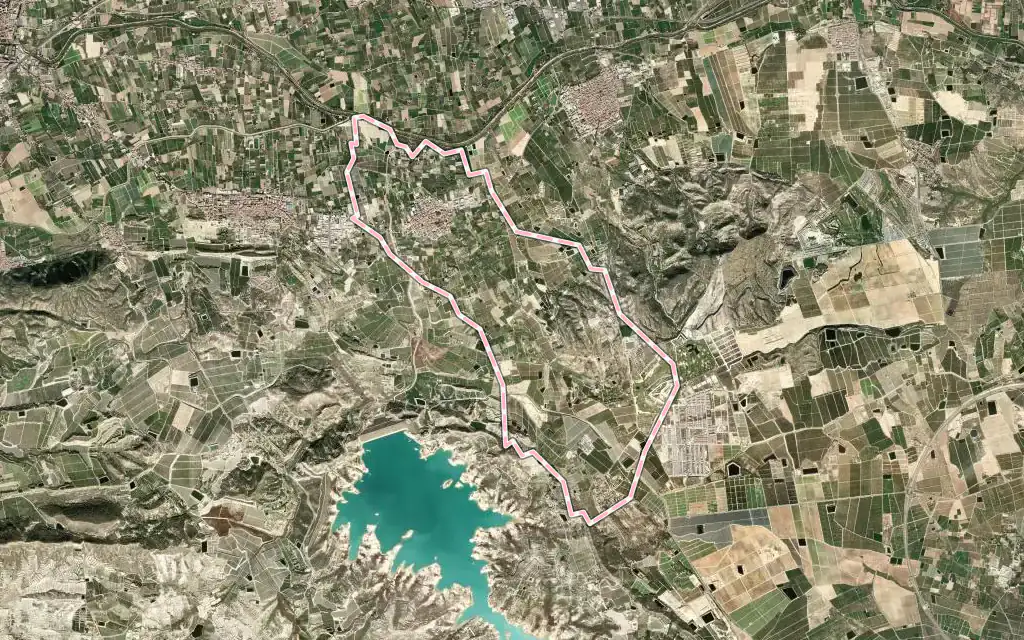 Vista satélite de Jacarilla con su contorno administrativo