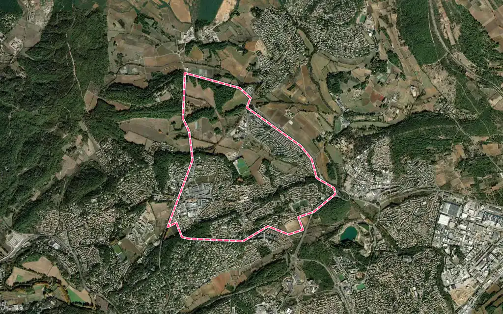 Vue satellite de Jacou avec ses contours administratifs