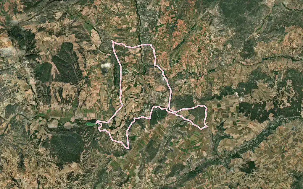 Vista satélite de Jadraque con su contorno administrativo