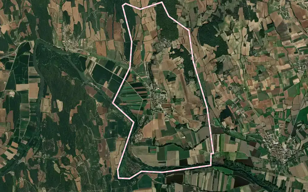 Vista satélite de Jafre con su contorno administrativo