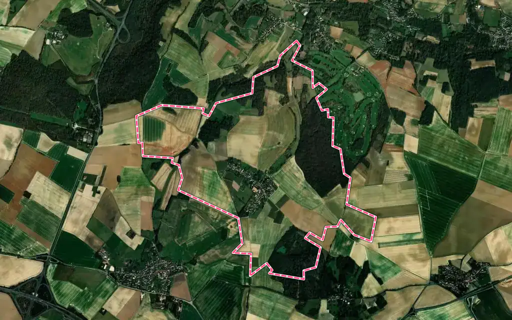 Vue satellite de Jagny-sous-Bois avec ses contours administratifs