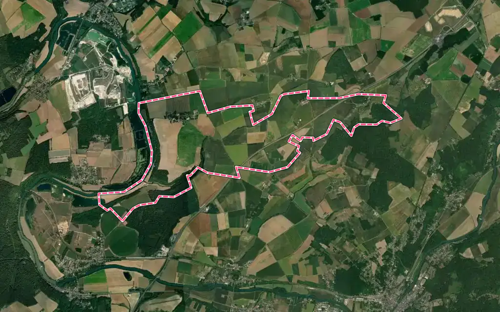 Vue satellite de Jaignes avec ses contours administratifs