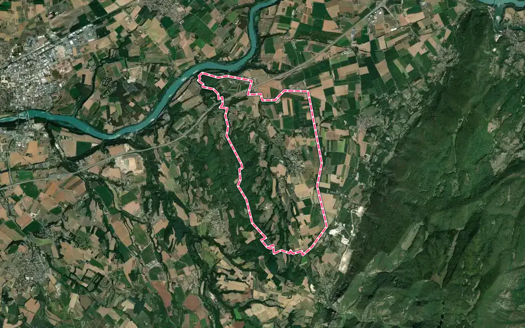 Vue satellite de Jaillans avec ses contours administratifs