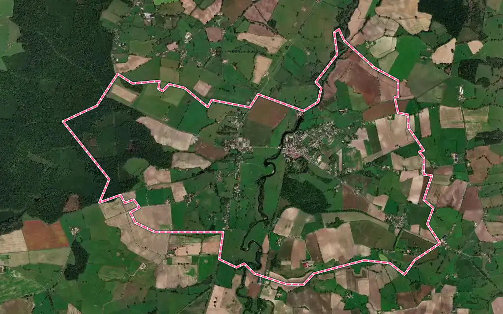 Vue satellite de Jaligny-sur-Besbre avec ses contours administratifs