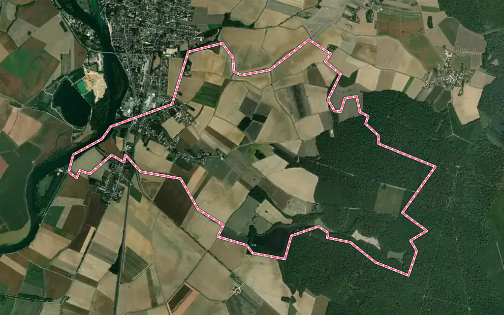Vue satellite de Jallanges avec ses contours administratifs