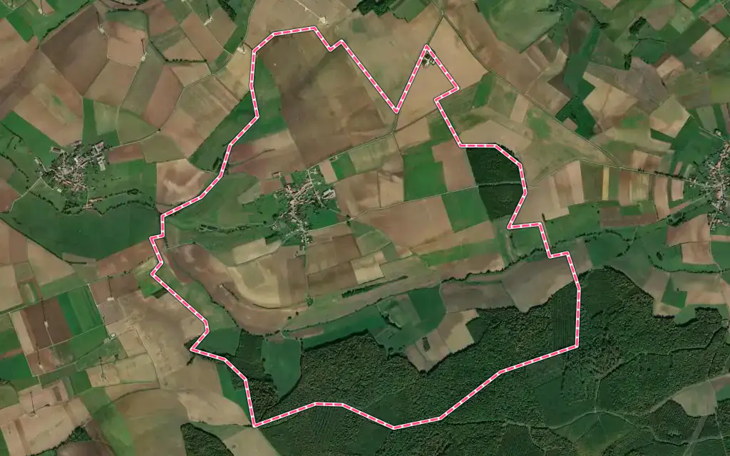 Vue satellite de Jallaucourt avec ses contours administratifs